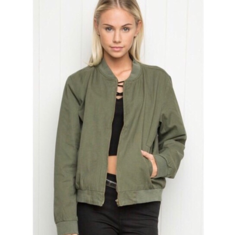 Brandy Melville Olive Bomber Jacket